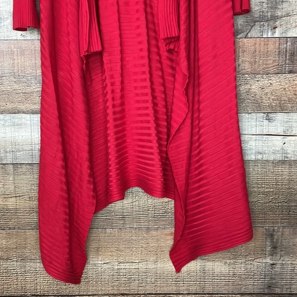 CATO long open front red cardigan sweater duster ribbed Size large - Picture 3 of 9